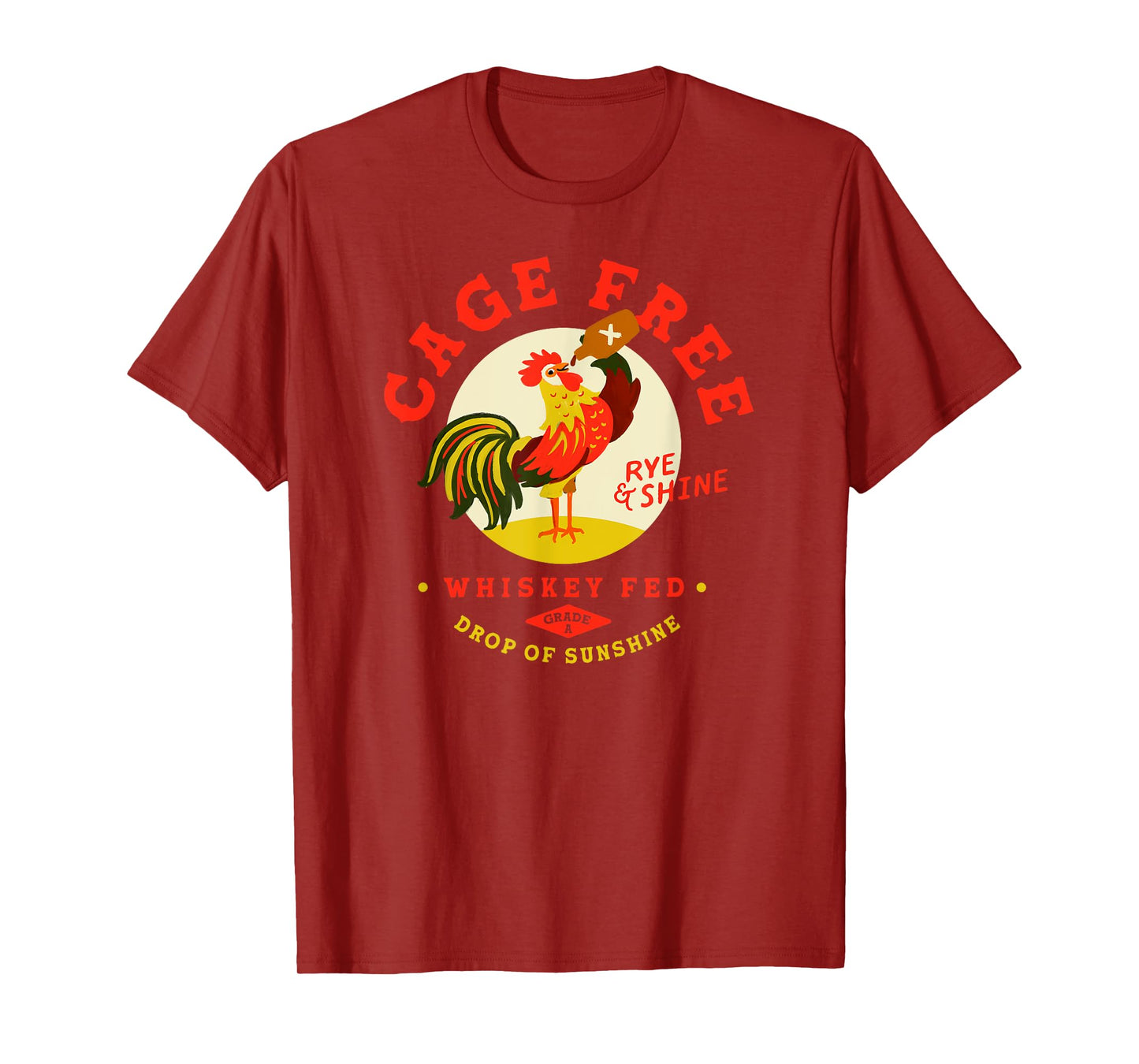 Funny Rye And Shine Whiskey Drinker Rooster Men's Party Tee T-Shirt
