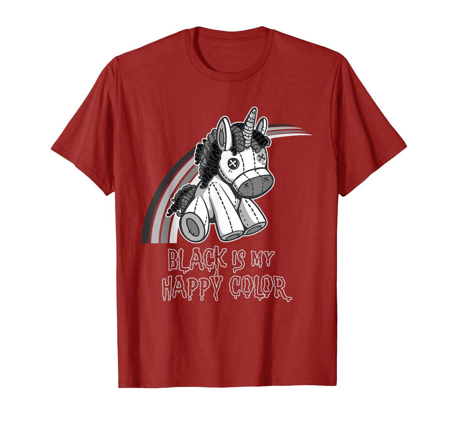 Black Is My Happy Color Gothic Unicorn Goth Girl Emo T-Shirt