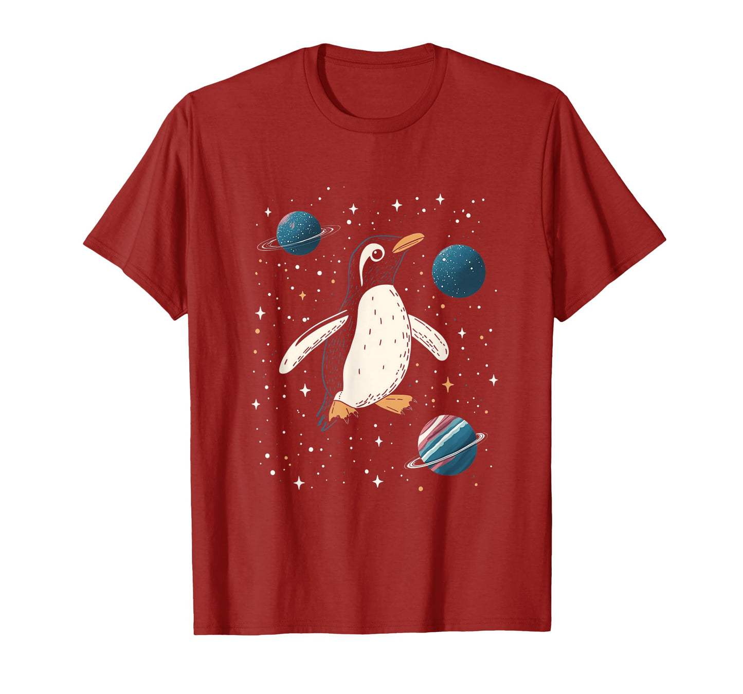 Penguin in Space Cartoon Art T-Shirt
