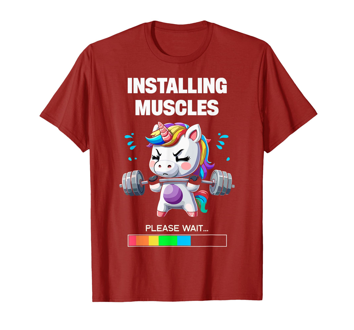 Installing Muscles Funny Unicorn Workout Gym Weightlifting T-Shirt