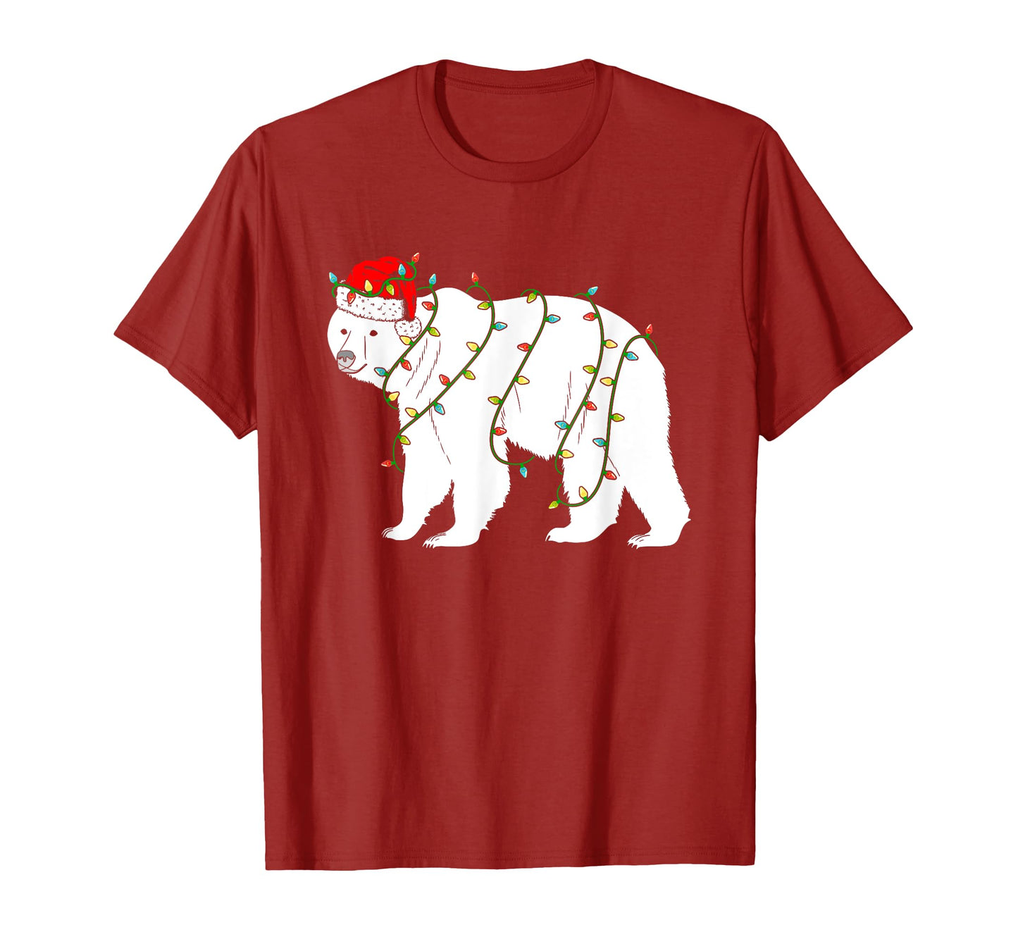 Polar Bear Christmas Santa Hat Lights Xmas Gifts T-Shirt