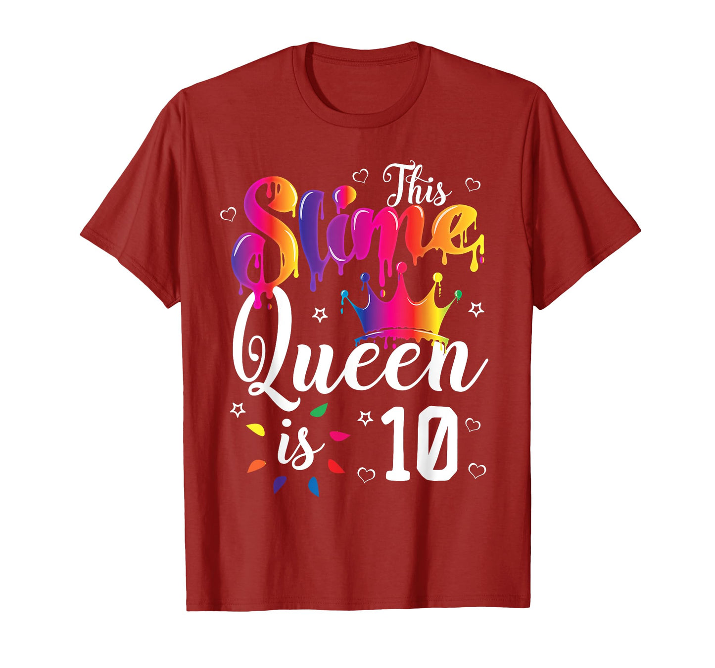 slime queen crown Birthday 10th gift for girls 10 years old T-Shirt
