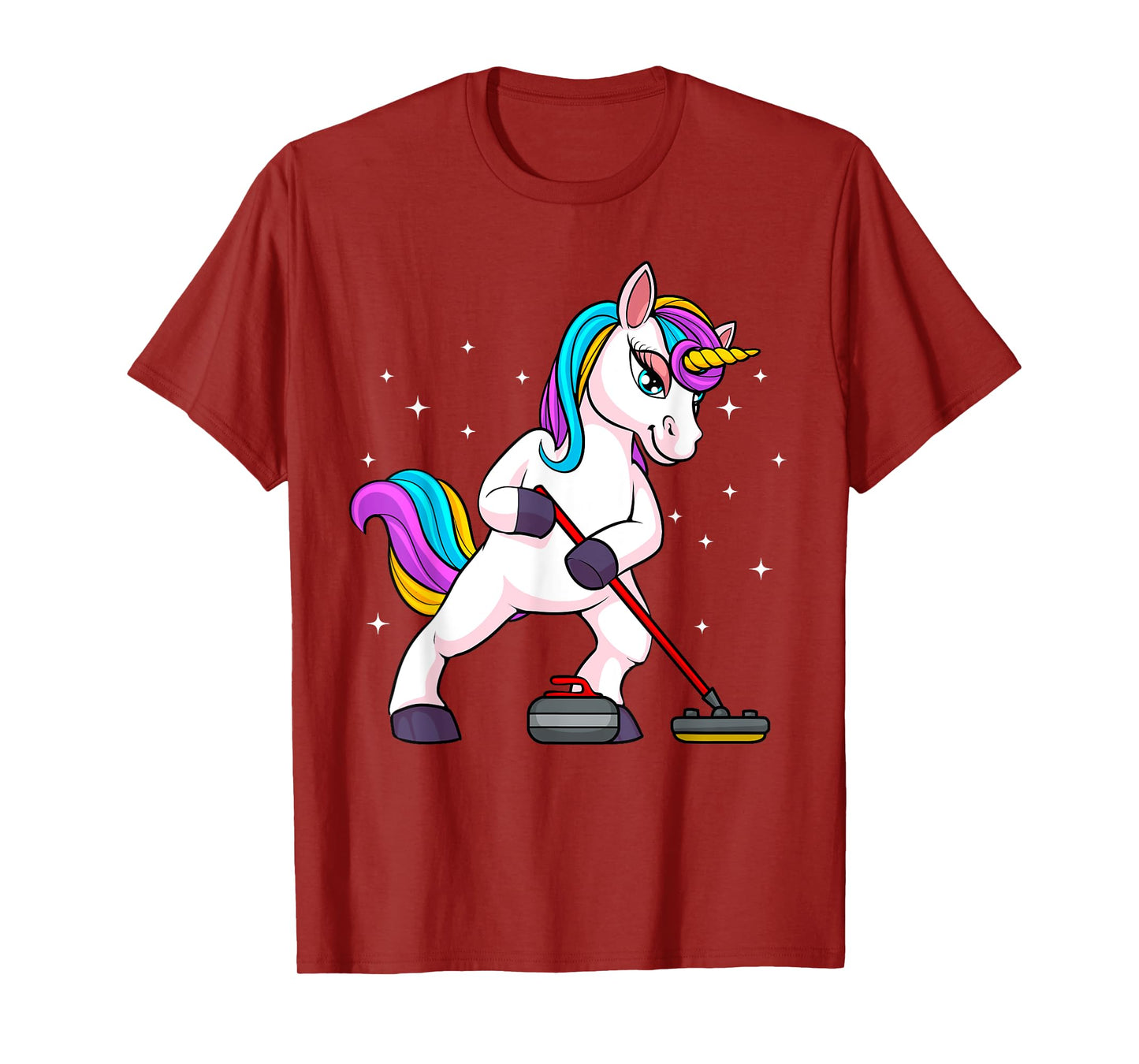 Cute Curling Art For Men Women Unicorn Curler Curling Sport T-Shirt