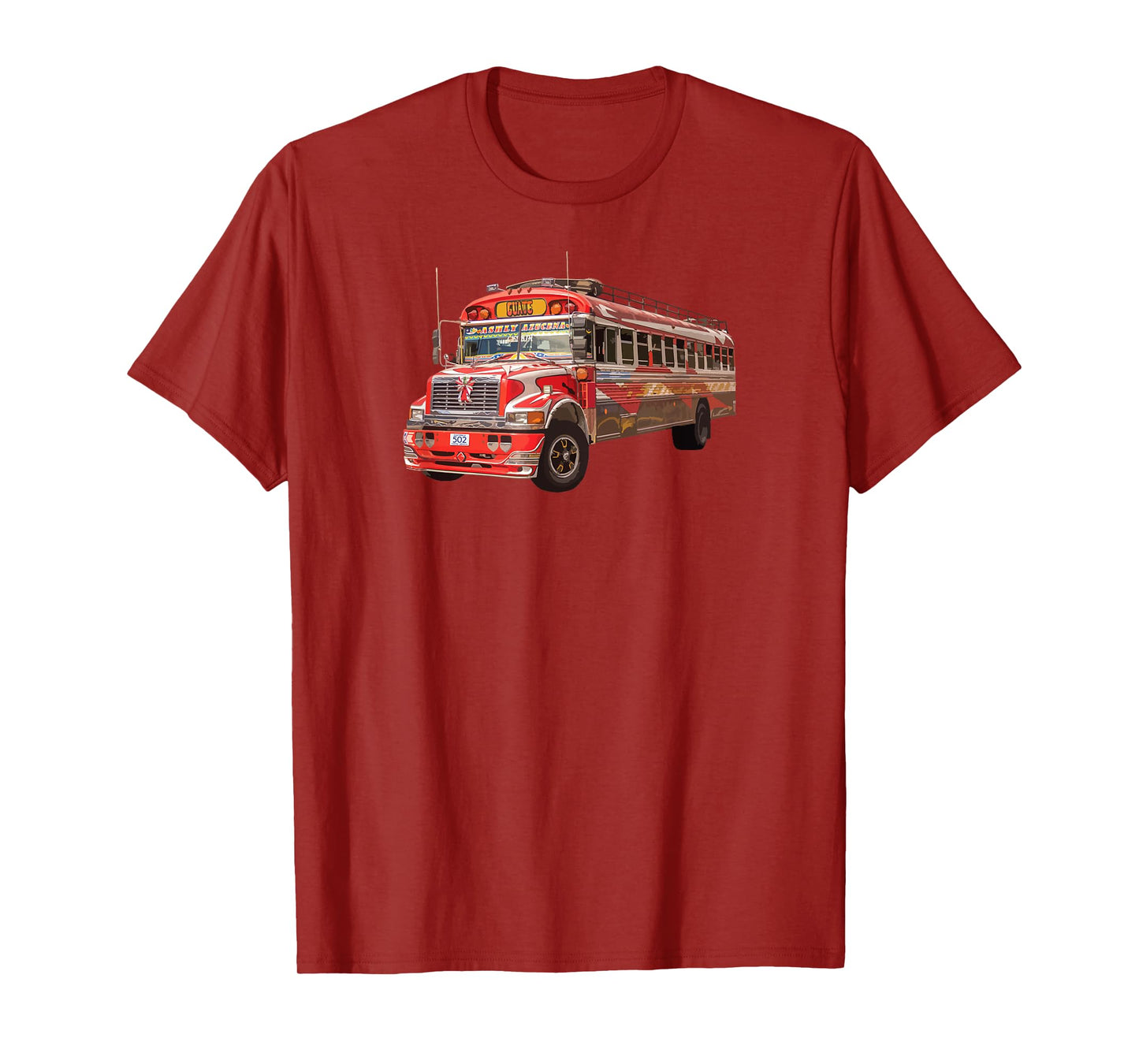 Chicken Bus Guatemala Quetzal Guate Tikal Maya Antigua 502 T-Shirt