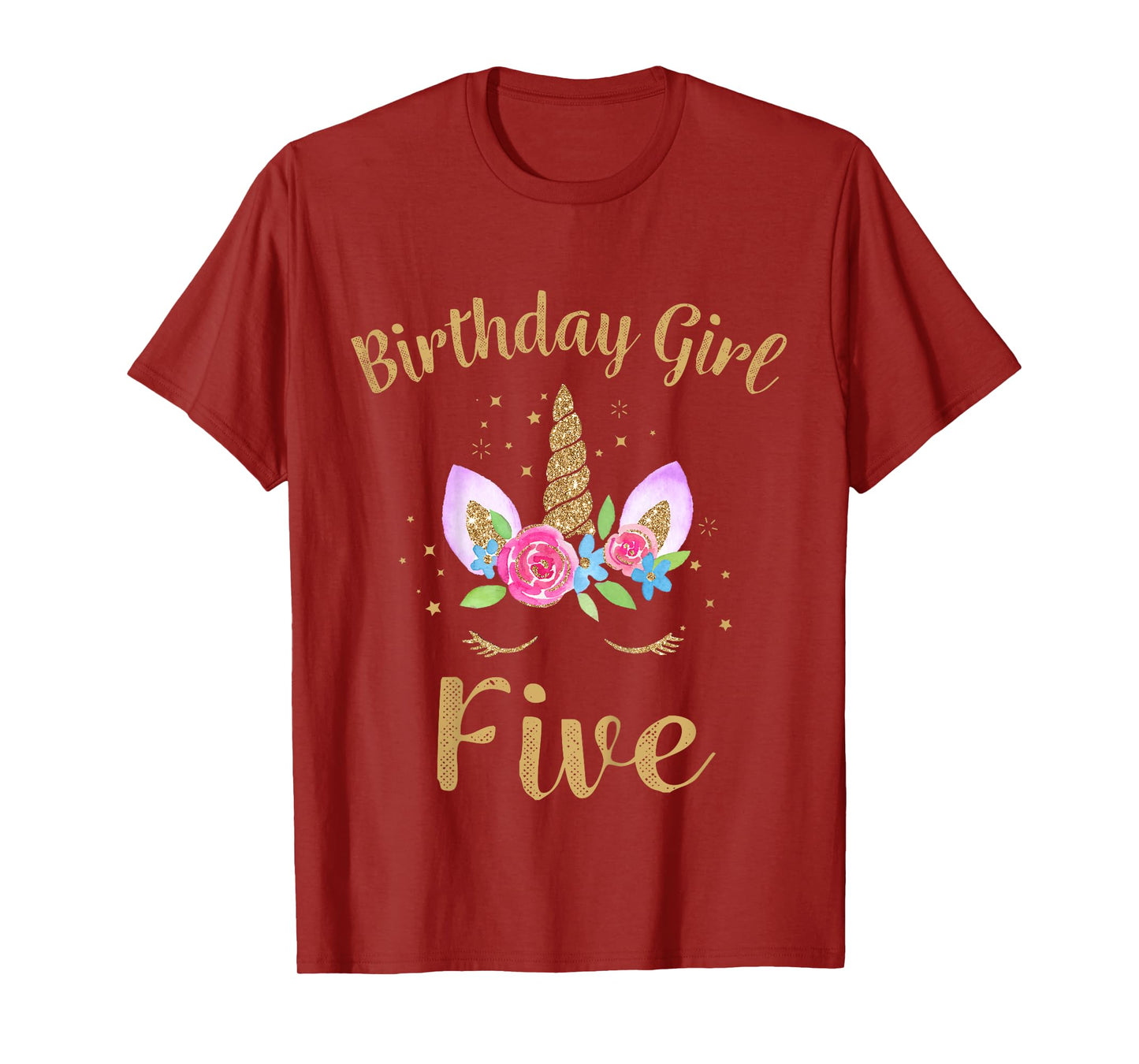 Kids 5 Year Old Birthday Girl Unicorn Shirt 5th Birthday Outfit T-Shirt