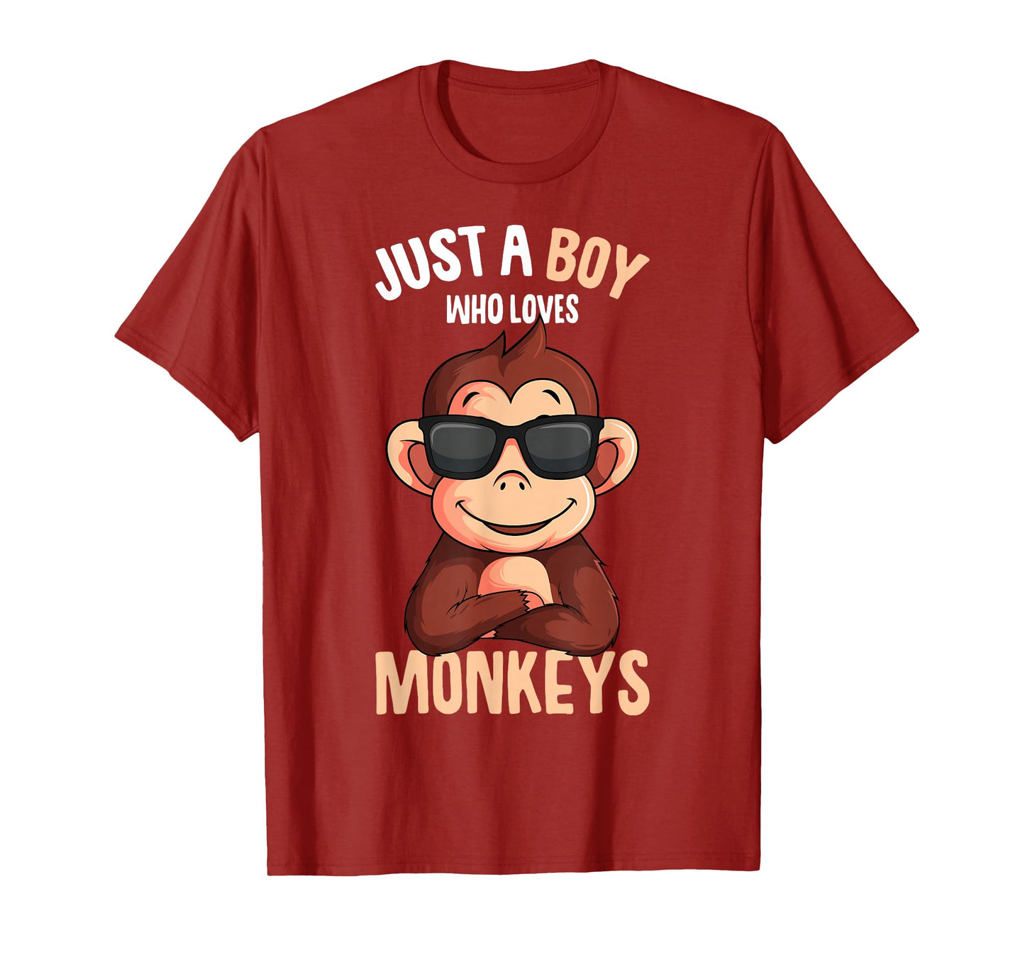 Monkey Just A Boy Who Loves Monkeys Boys Kids T-Shirt