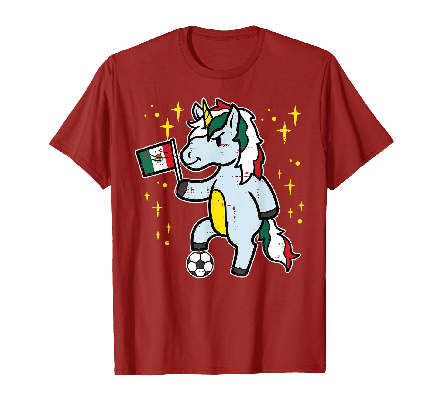 Mexico Flag Unicorn Football Soccer Fan Women Girls Kids T-Shirt