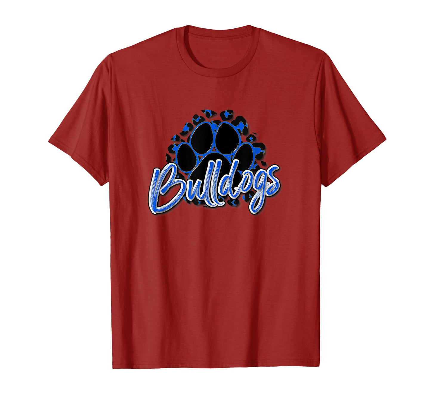Bulldogs Blue Black Cheetah School Sports Fan Team Spirit T-Shirt