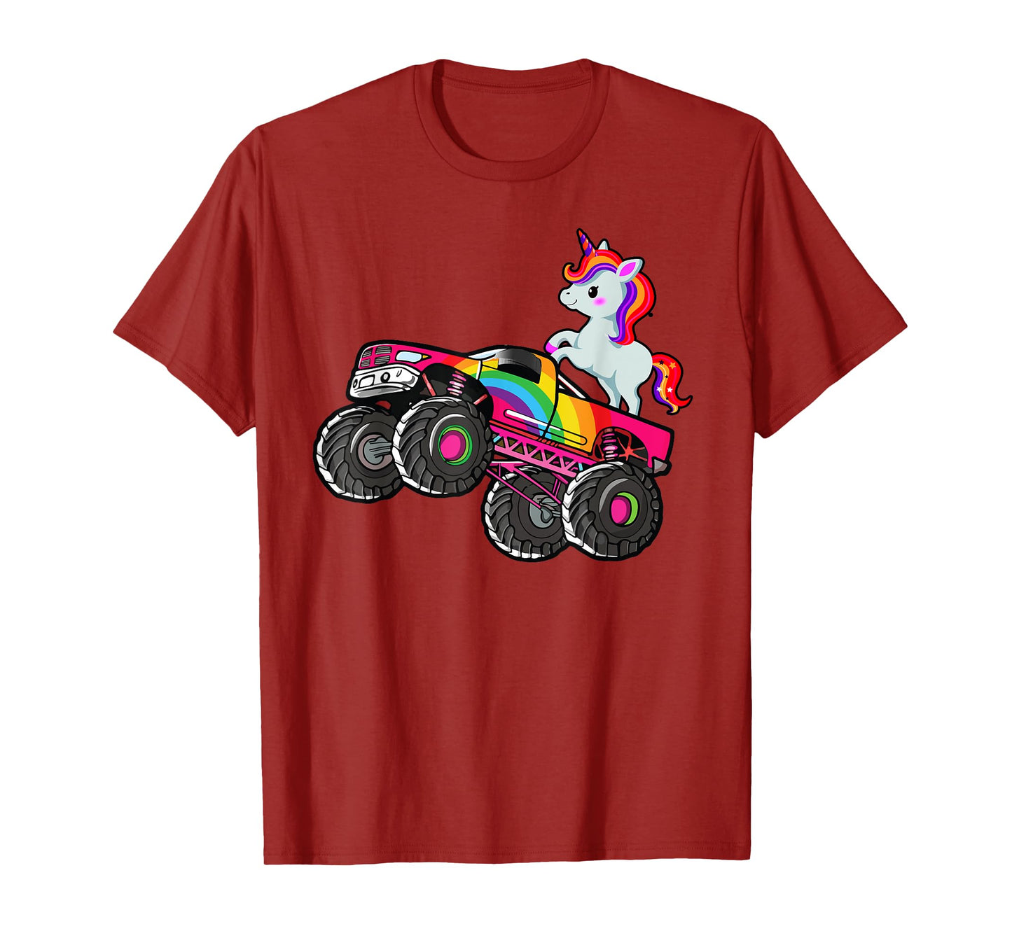 Girls Monster Truck Unicorn Rainbow Monster Truck Girl Women T-Shirt