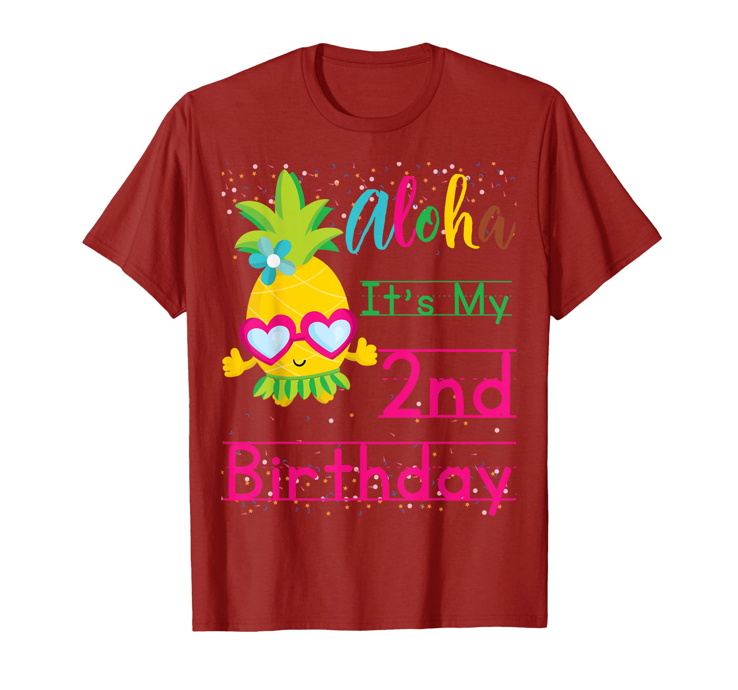 Aloha It's My 2nd Birthday Hawaii Baby Girl Sunglasses Fruit T-Shirt