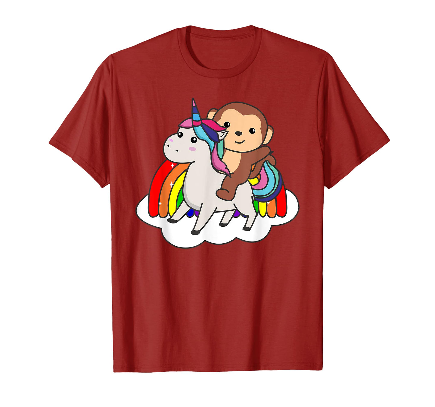 Monkey On Unicorn Rainbow Animals Sweet Monkey Unicorns T-Shirt