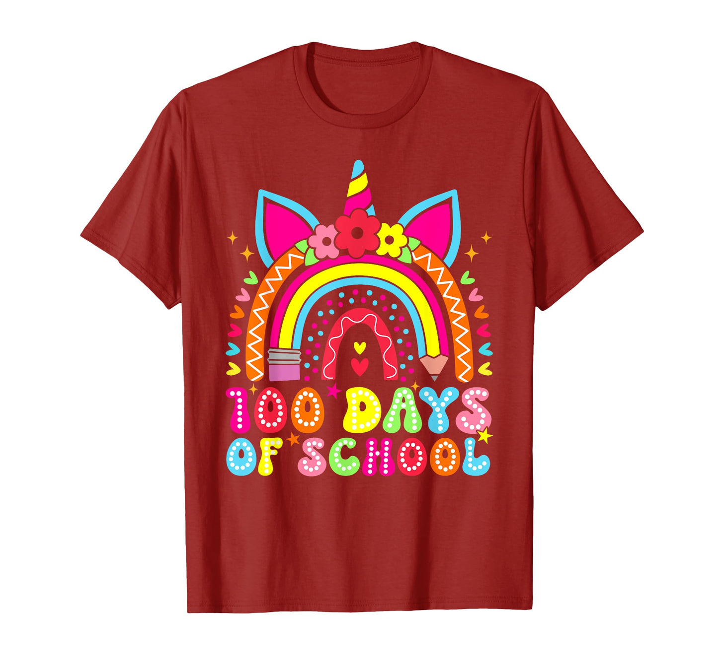 100 Days Of School Unicorn Rainbow 100th Day Of School T-Shirt