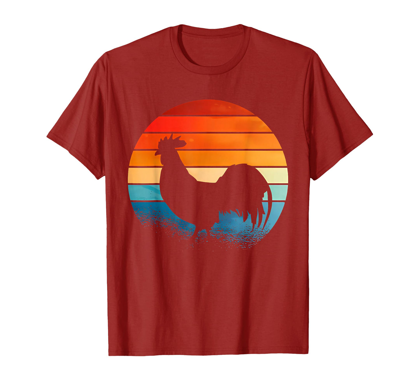 Retro Sunset Rooster Chicken Lover Gifts T-Shirt