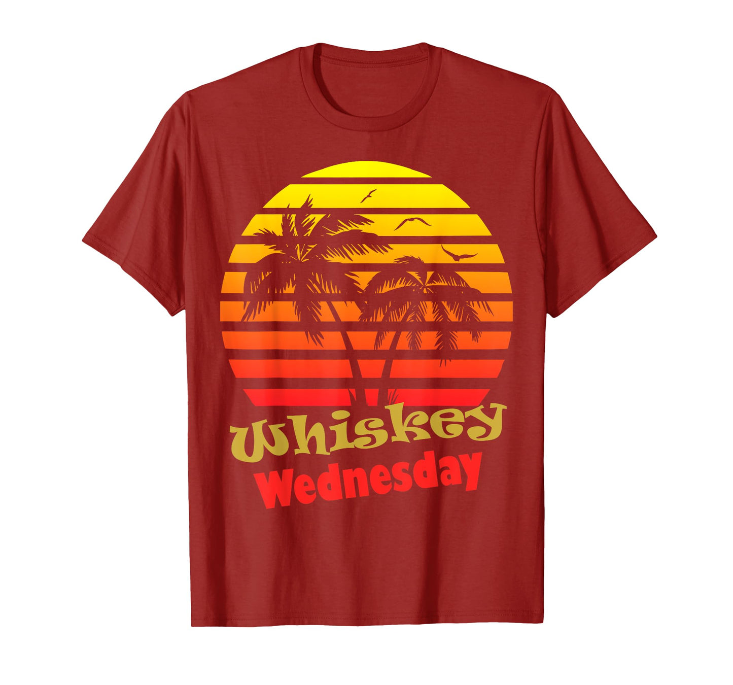 Whiskey Wednesday 80s Summer Beach Palm Tree Sunset T-Shirt for Men Women