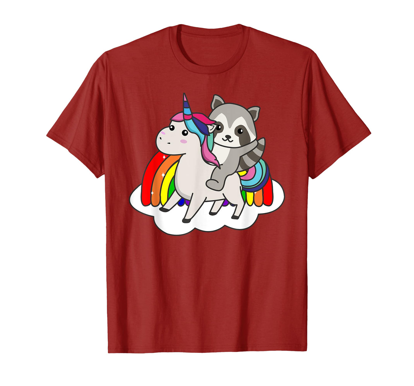Raccoon On Unicorn Rainbow Animals Sweet Unicorns T-Shirt