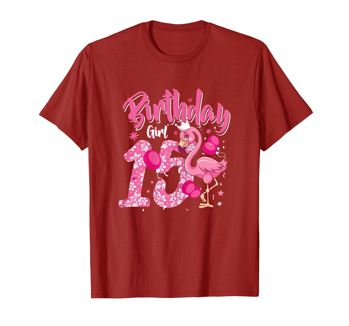 15th Birthday Gift Flamingo Fan 15 Year Old Girls 15th Bday T-Shirt