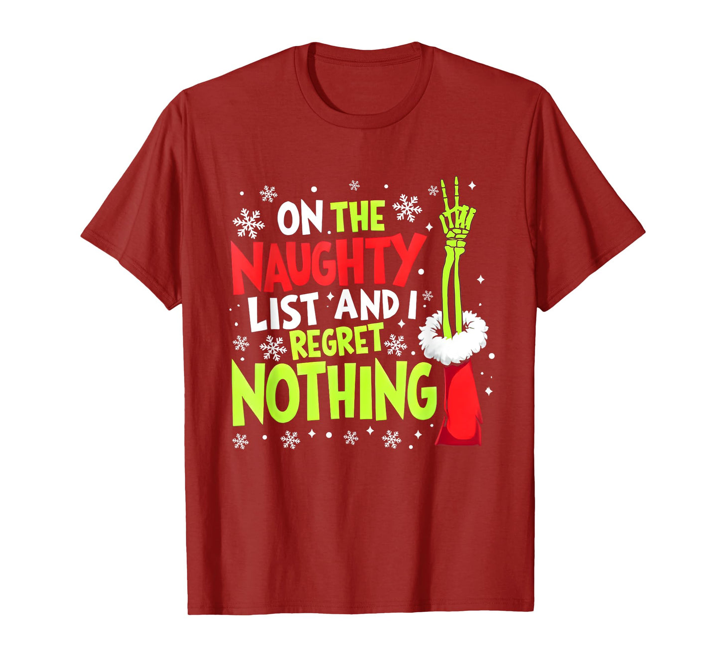 Funny On The List Of Naughty And I Regret Nothing Christmas T-Shirt