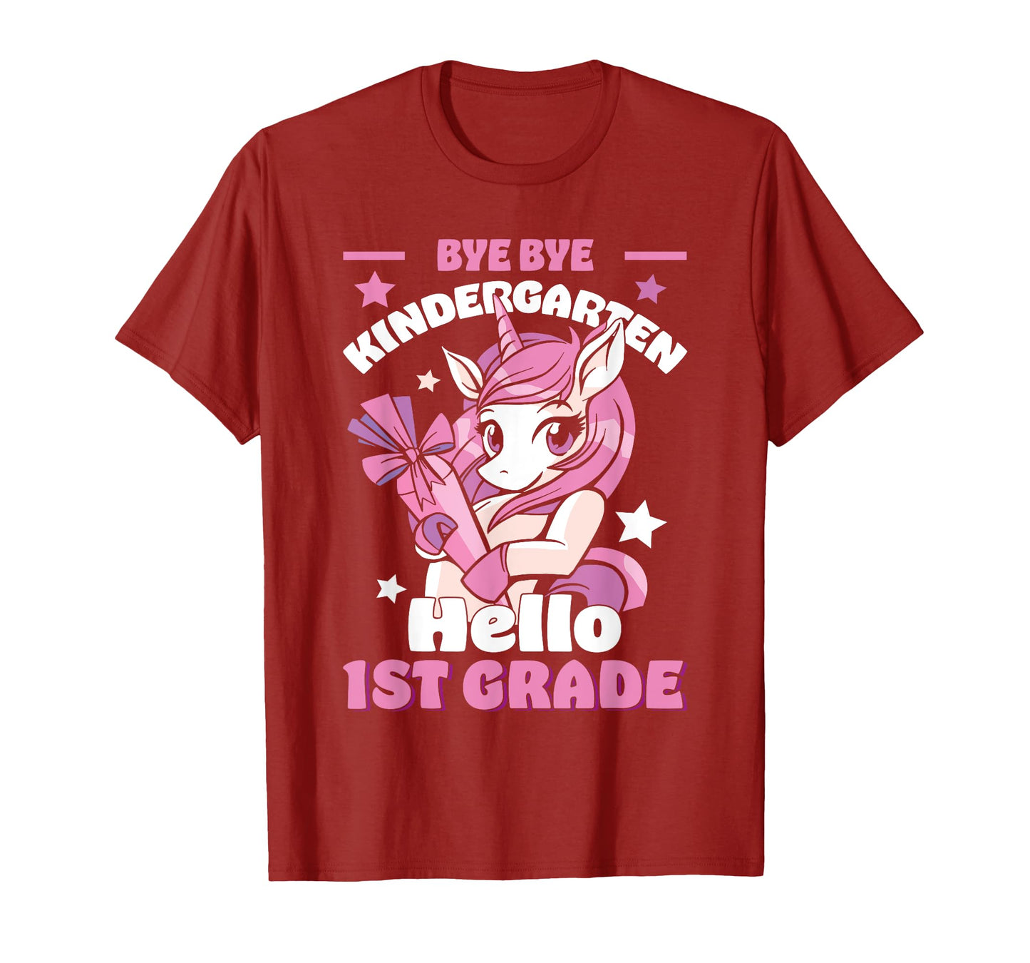 Bye By Kindergarten Hello First 1st Grade Unicorn Girls T-Shirt