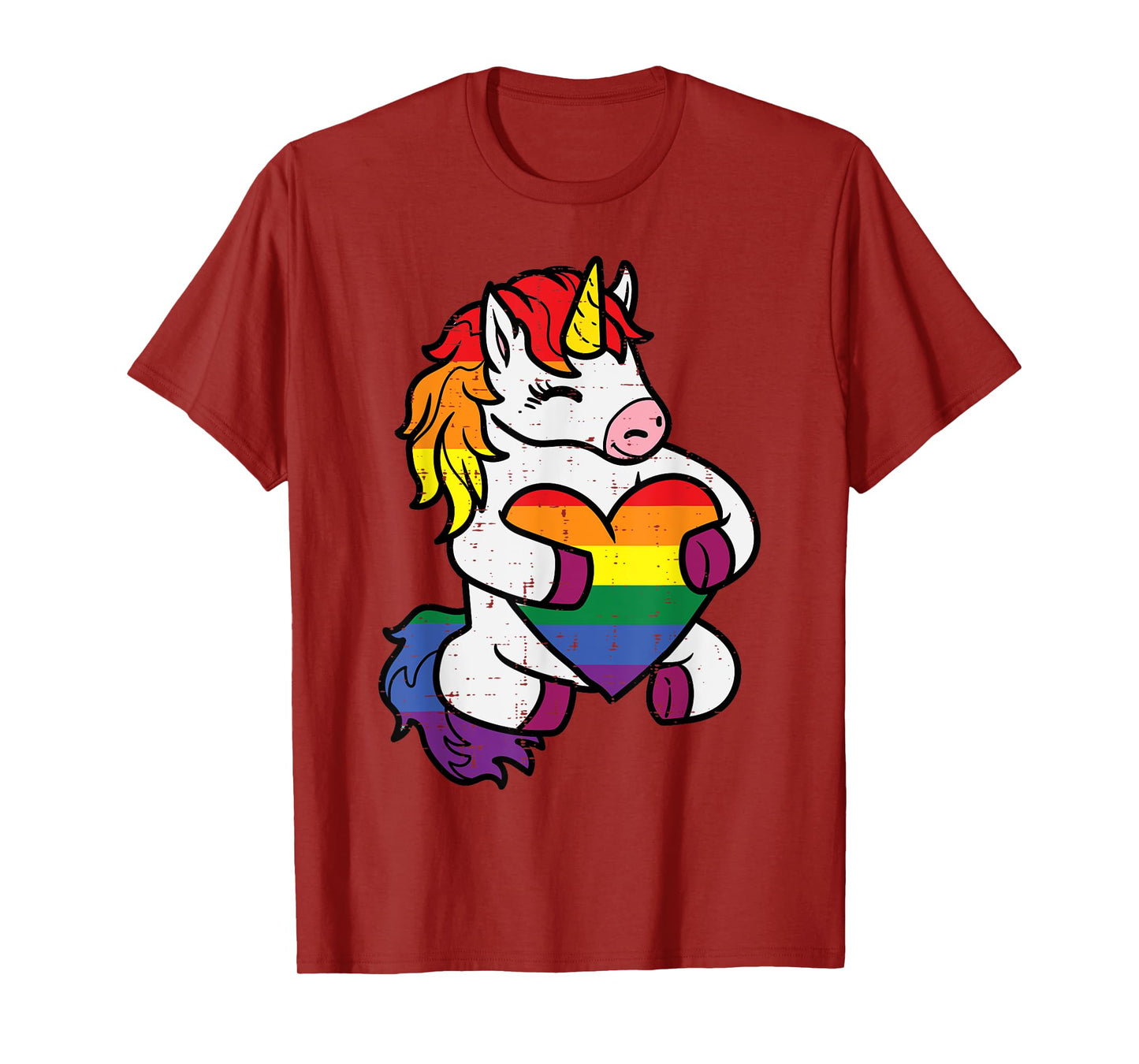 Gay Pride Unicorn Heart Rainbow Flag Lgbt Women Girls Kids T-Shirt