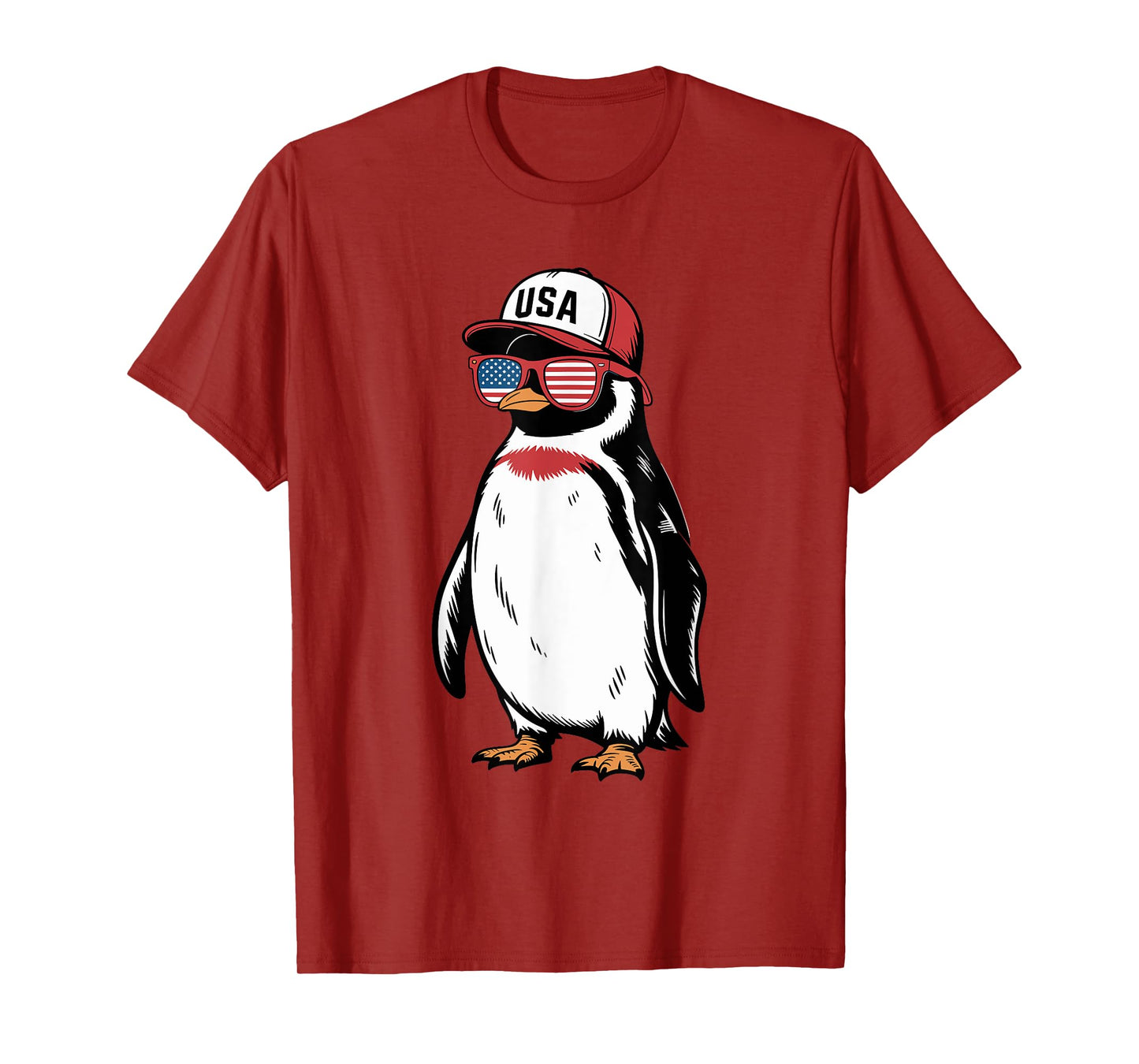 Cool Penguin USA Flag Sunglasses Independence 4th of July T-Shirt