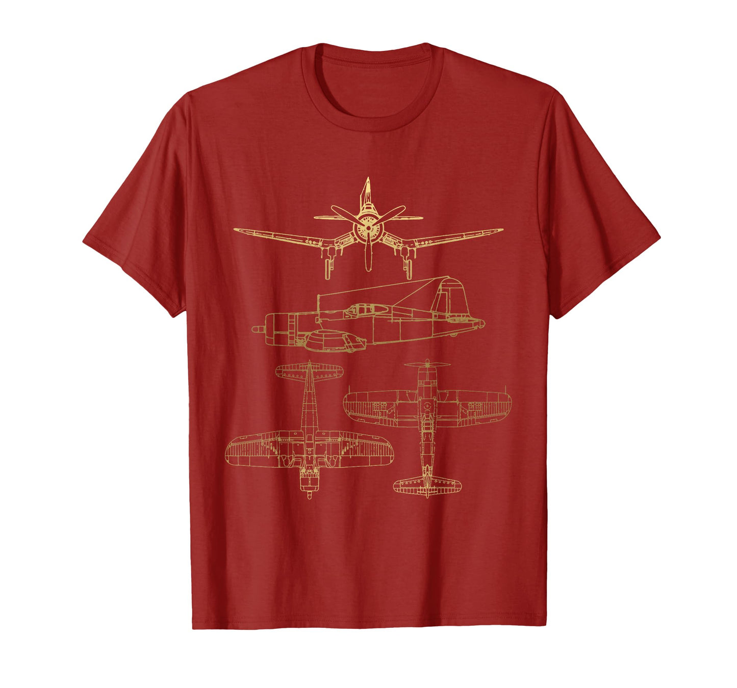 Corsair F4U WW2 Plane Warbird Blueprint Schematics Diagram T-Shirt