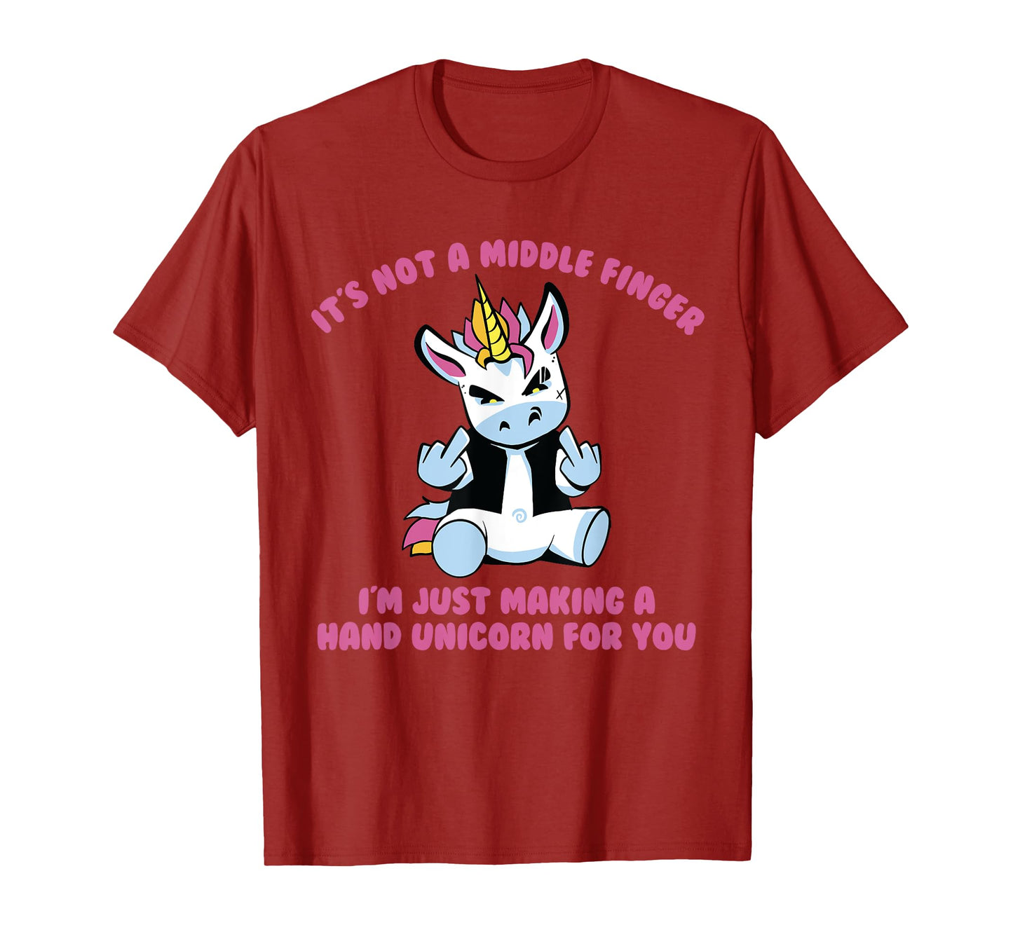 Sarcastic Life Co. Unisex-Adults Not A Middle Finger I'm Just Making A Hand Unicorn T-Shirt