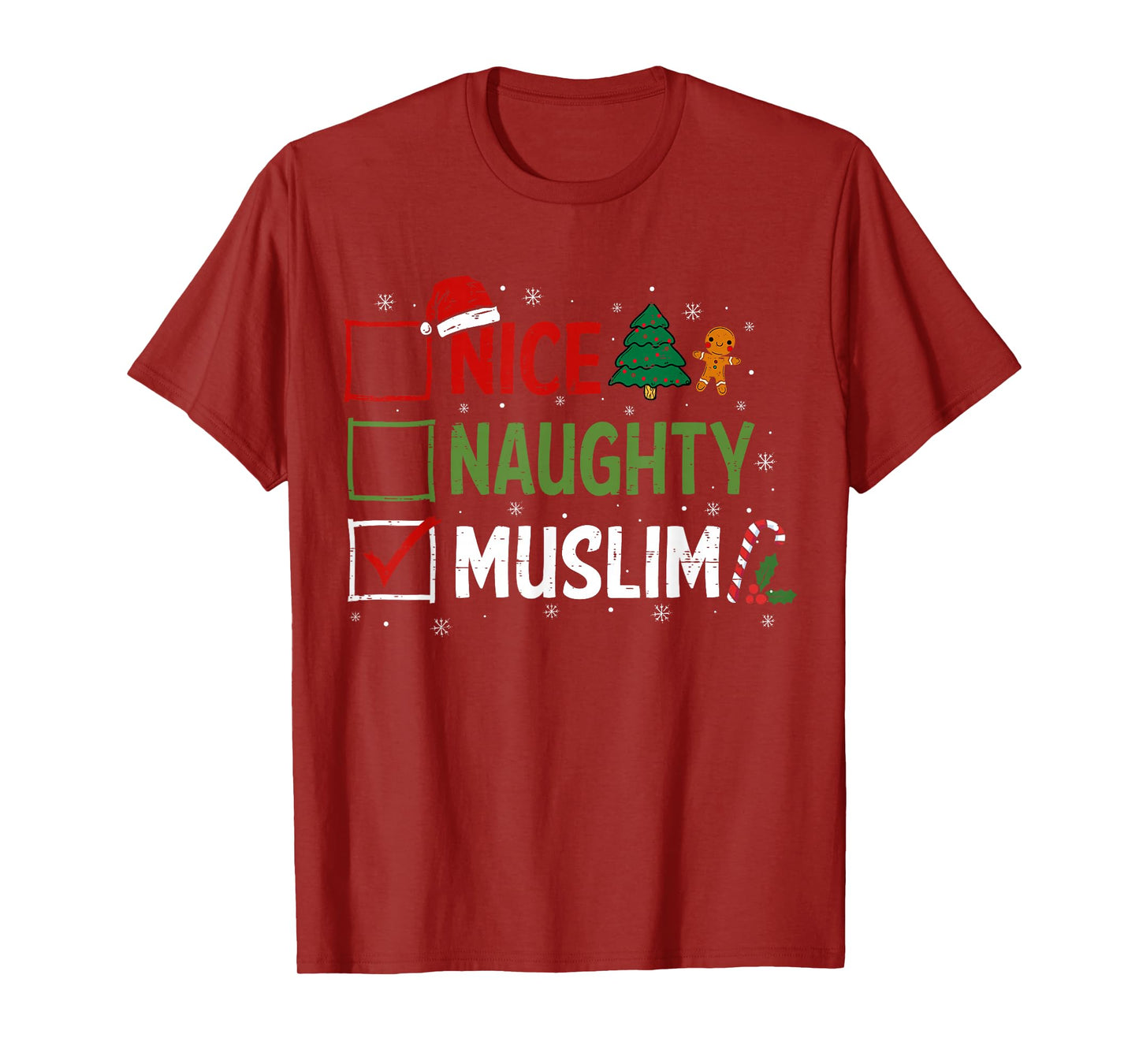 Naughty Nice Muslim Christmas Pajamas Santa Claus Xmas T-Shirt