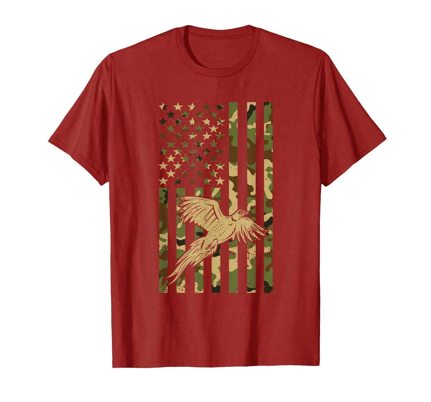 Pheasant Hunting Bird Hunter Hunting American Flag Camo Women Men T-Shirt
