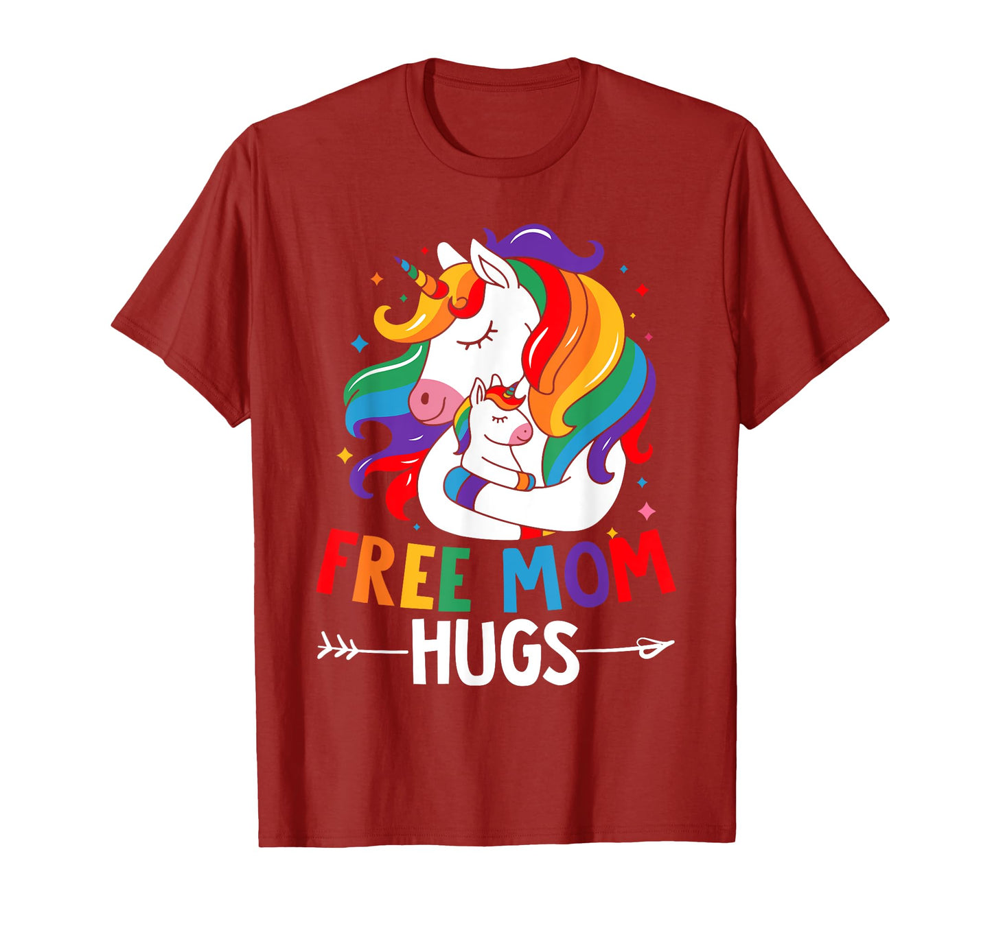 Free Mom Hugs Unicorn Rainbow LGBT Flag LGBT Gay Pride Month T-Shirt