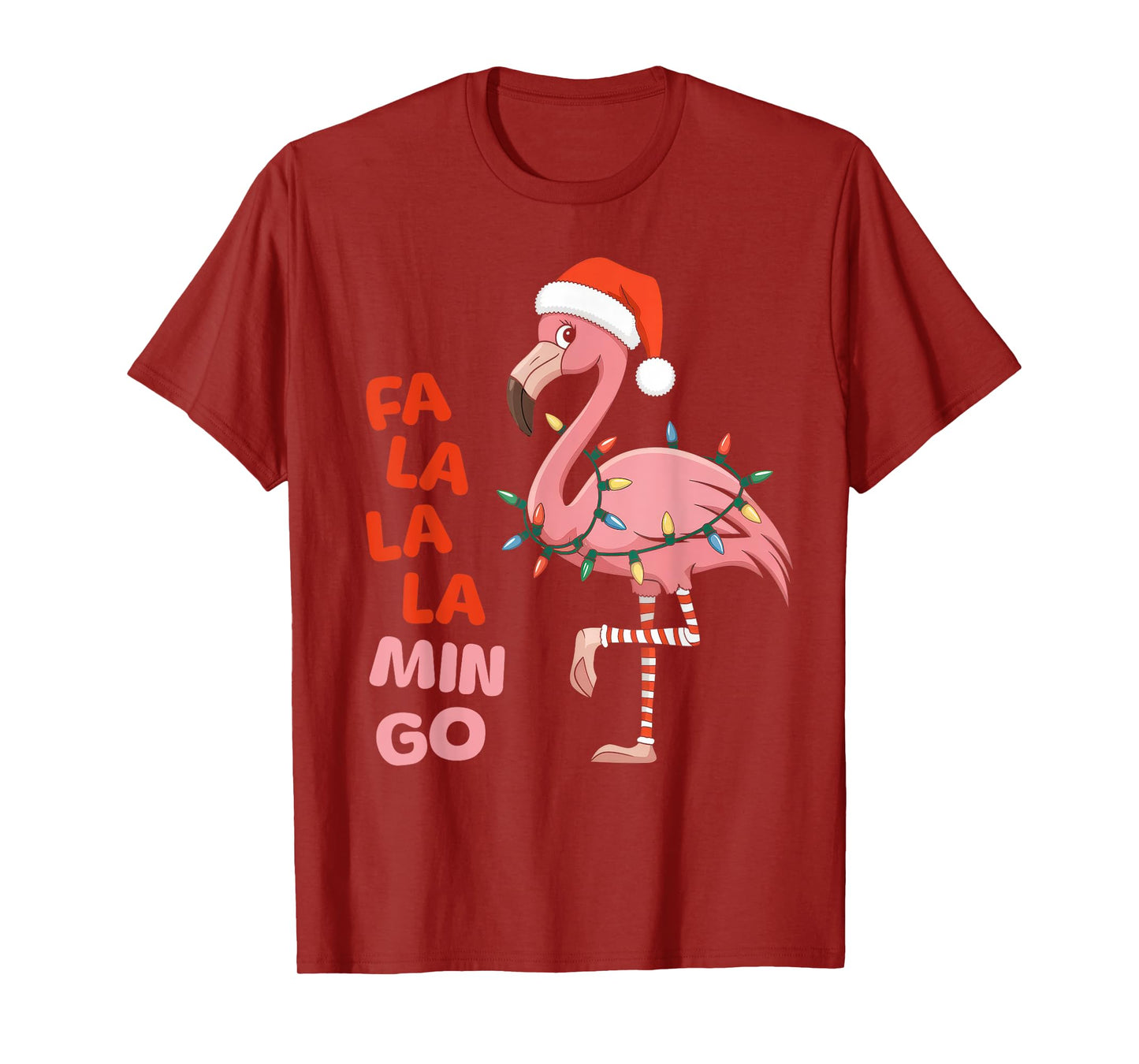 Fa La La Mingo Flamingo Christmas Tree Lights Xmas Tropical T-Shirt