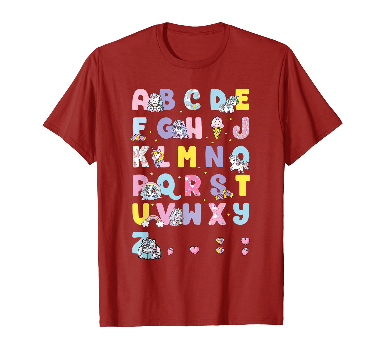 Cute Unicorn Alphabet Unicorn Girls T-Shirt