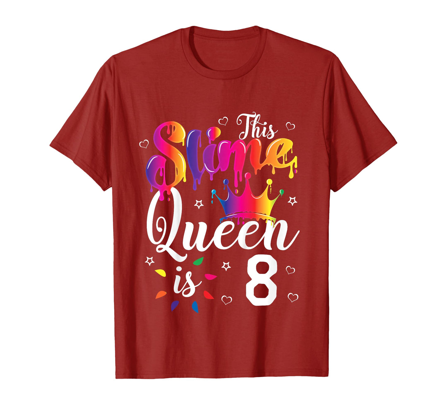 slime queen crown Birthday 8th gift for girls 8 years old T-Shirt