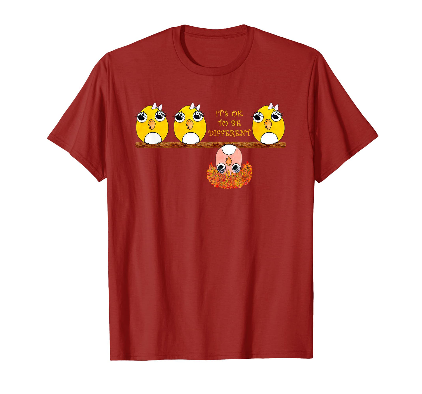 It's OK To Be Different Birds on Branch Positive Girls Top T-Shirt