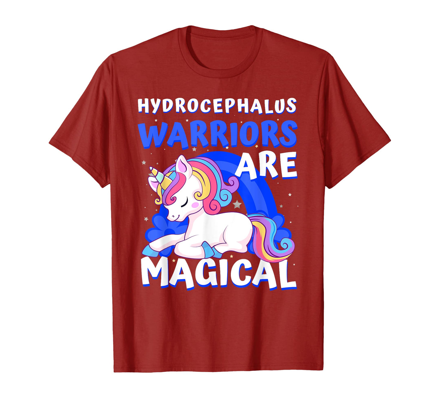 Warriors Magical Hydrocephalus Awareness Unicorn Ribbon Blue T-Shirt