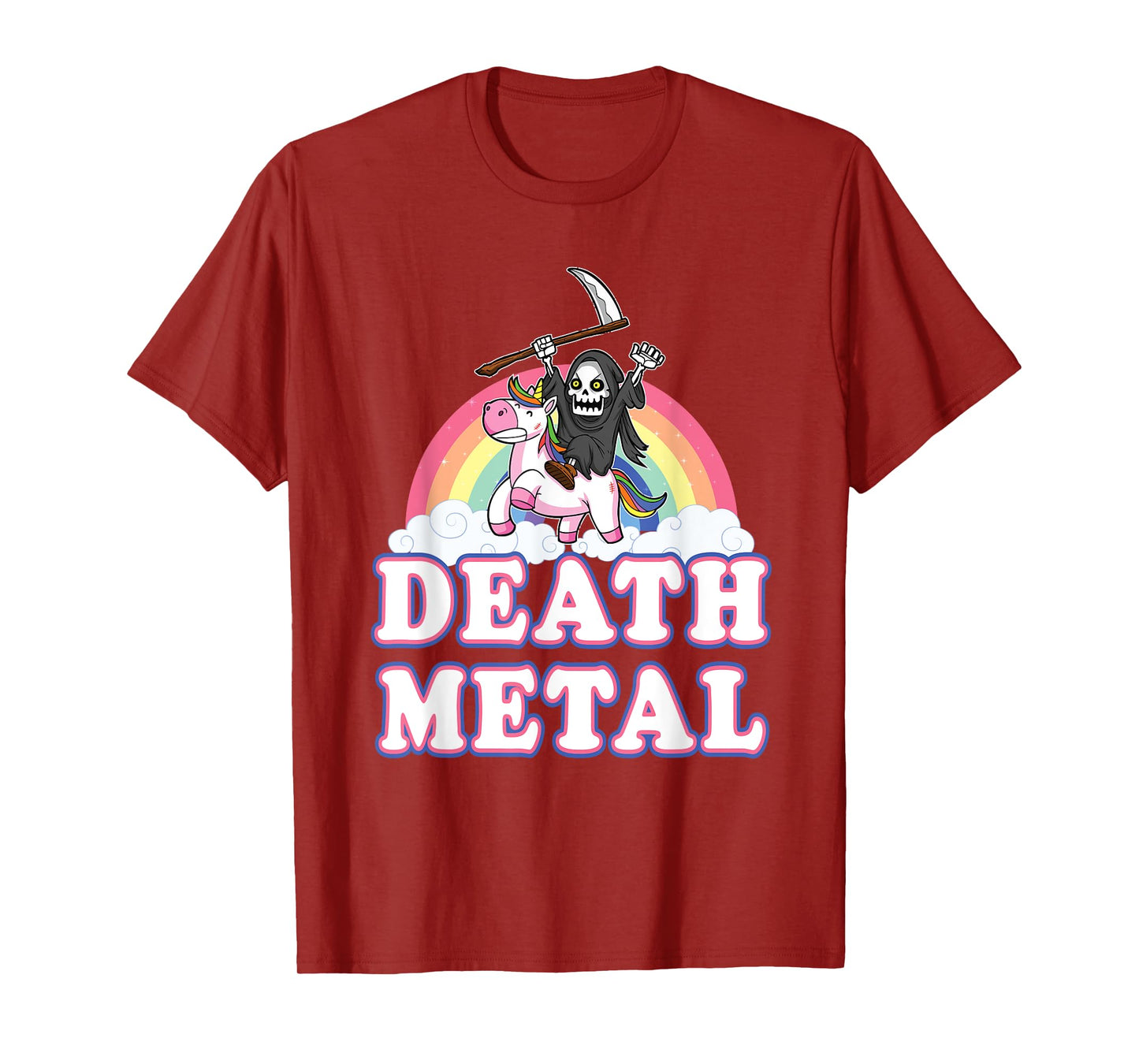 Death Metal T-Shirt Funny Rainbow Grim Reaper Unicorn Shirt T-Shirt
