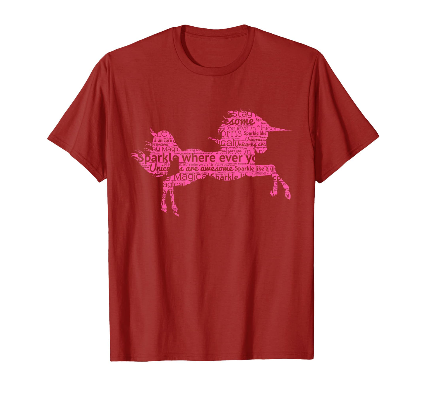 Pink Unicorn Cute Shirt Word Art Girls Magical Gift Tee