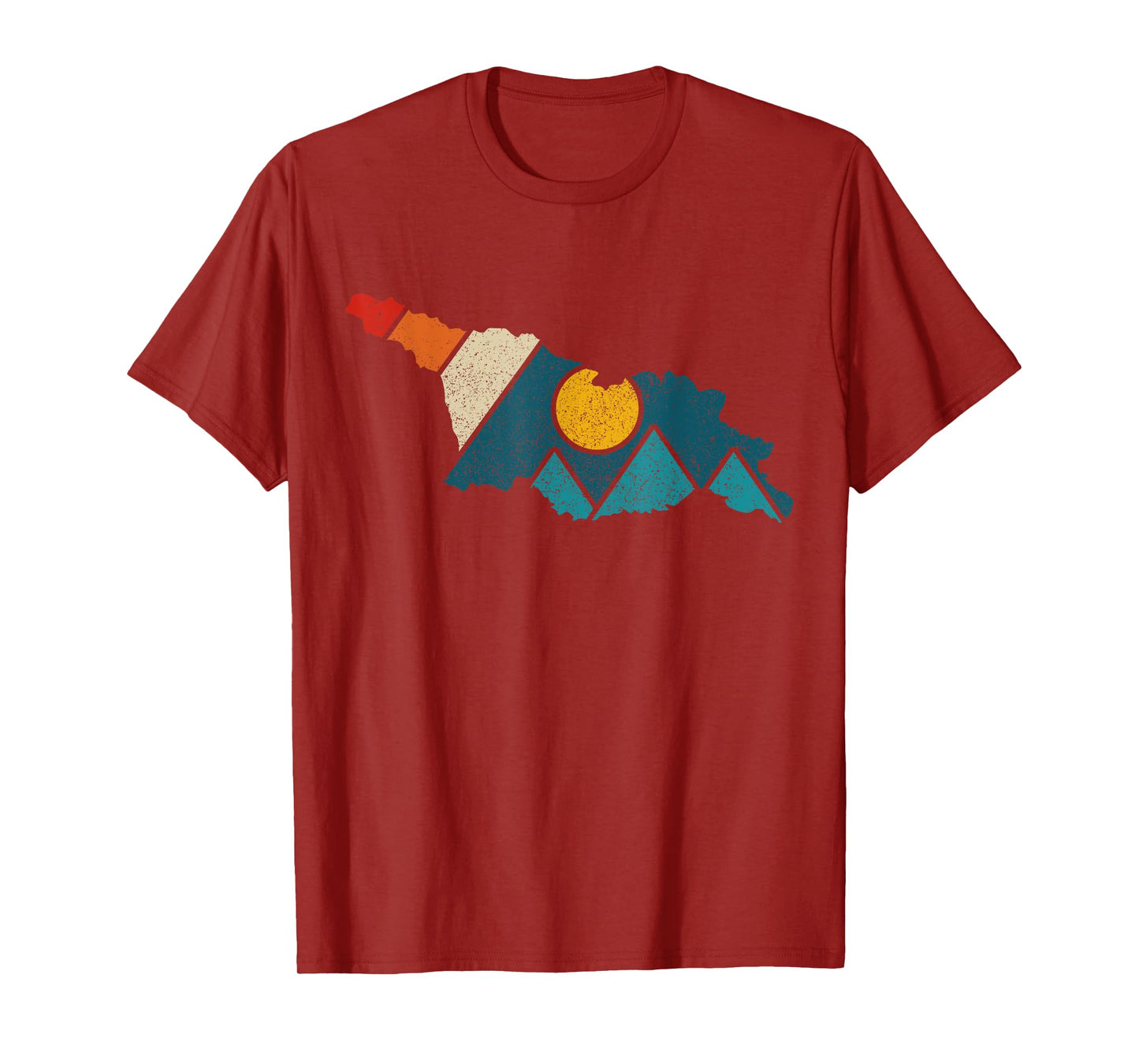 Georgia Vintage State Map Mountains Hiker Camping Pride Gift T-Shirt