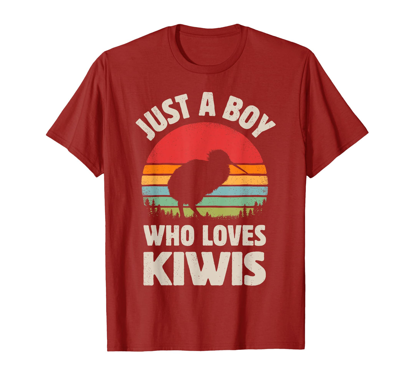 Kiwi Just A Boy Who Loves Kiwis Bird Retro Vintage Sunset T-Shirt
