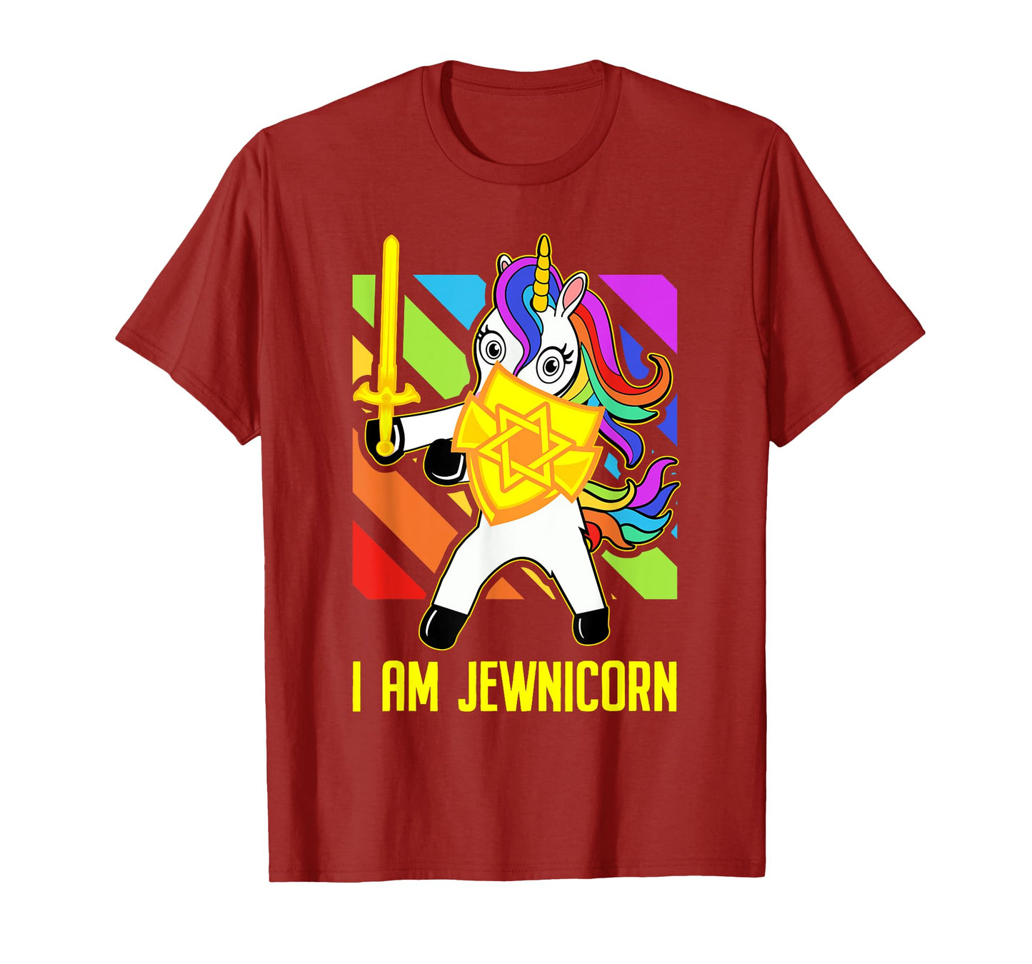 Hanukkah Presents - Proud Jews Rainbow Jewish Unicorn T-Shirt