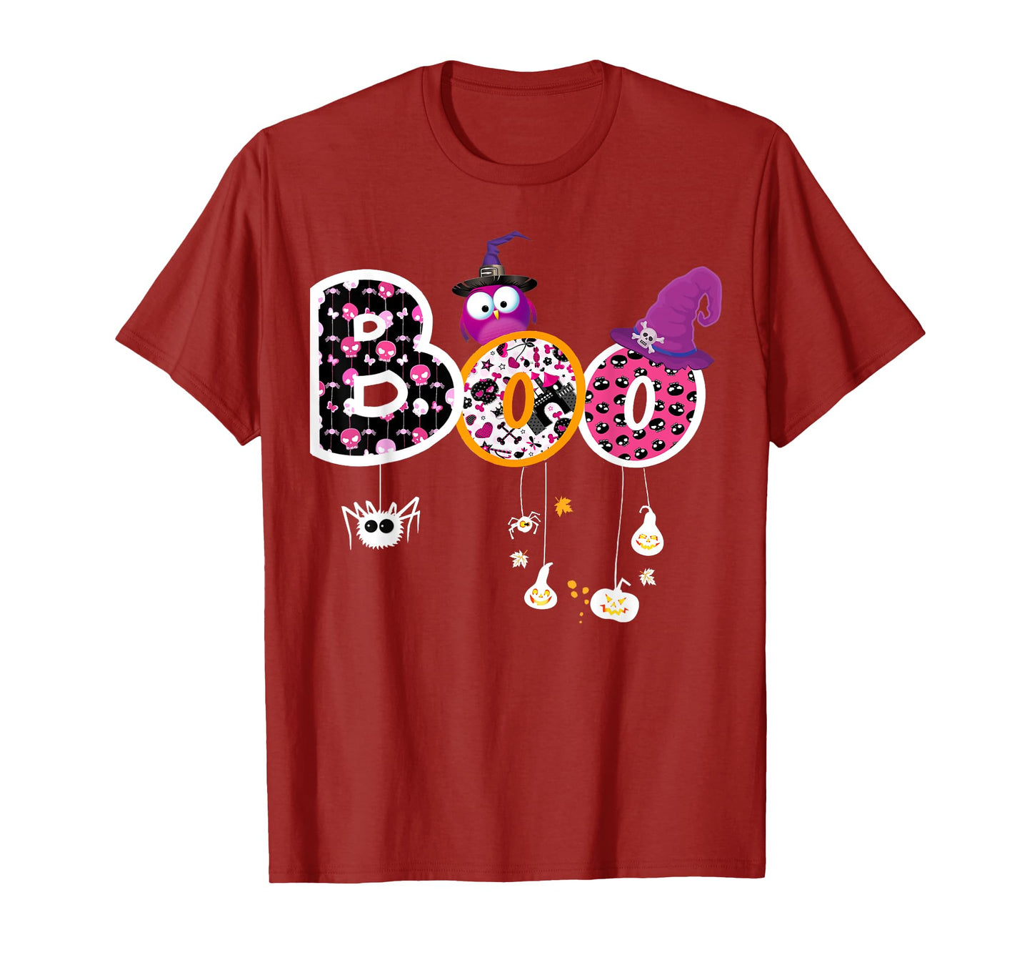 Boo Halloween Costume Spiders, Ghosts, Pumkin & Witch Hat T-Shirt