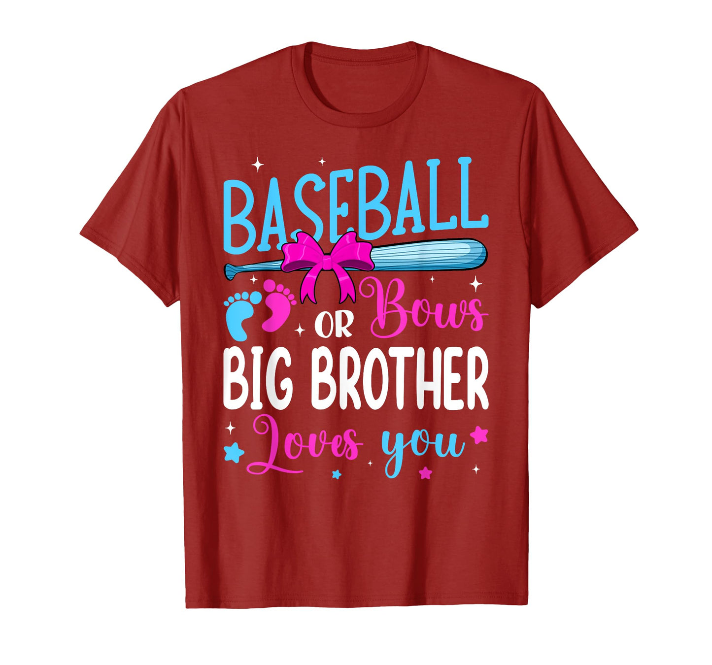 Baseball Or Bows Big Brother Loves You Funny Gender Reveal T-Shirt
