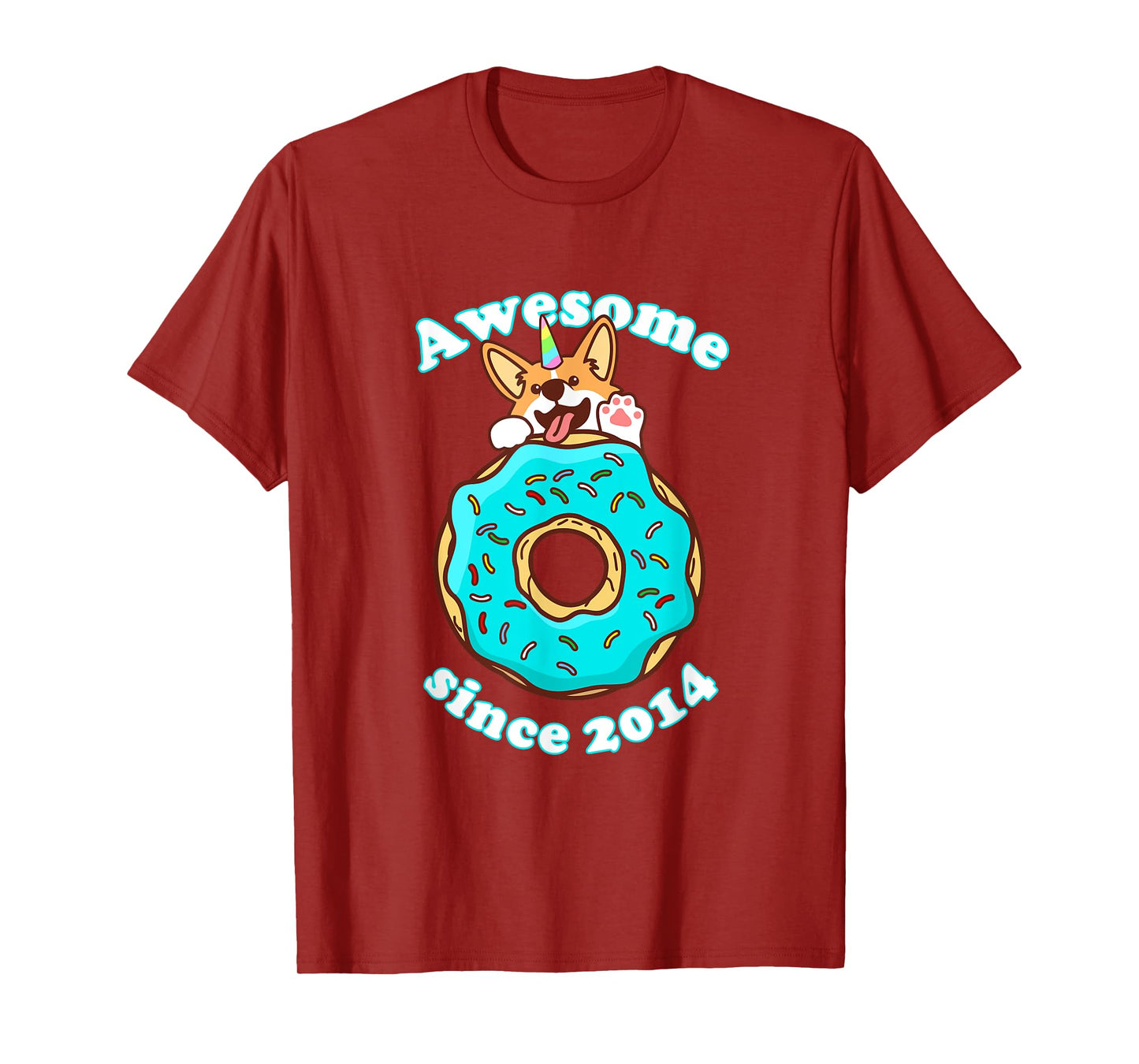 Awesome since 2014 Puppy Donut Welsh Corgi Birthday Childs T-Shirt