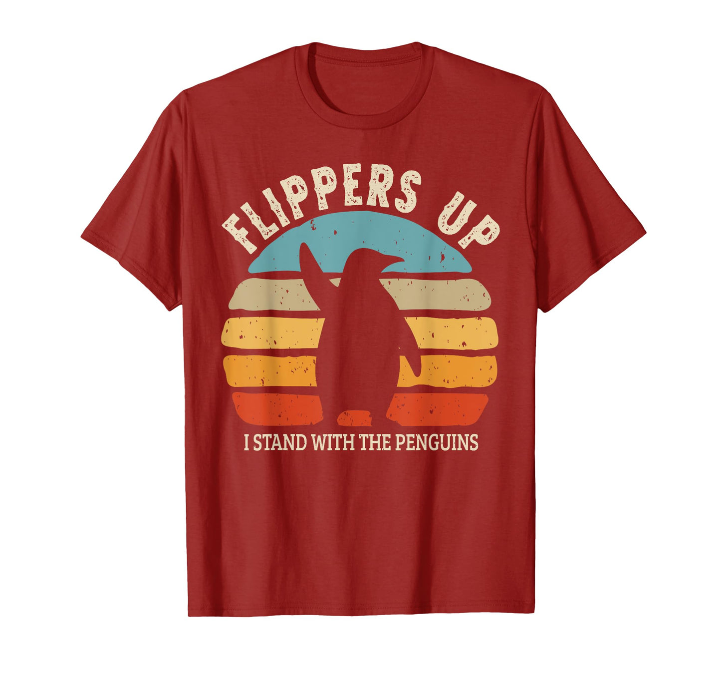 Flippers Up I Stand With The Penguins Retro Sunset Vintage T-Shirt