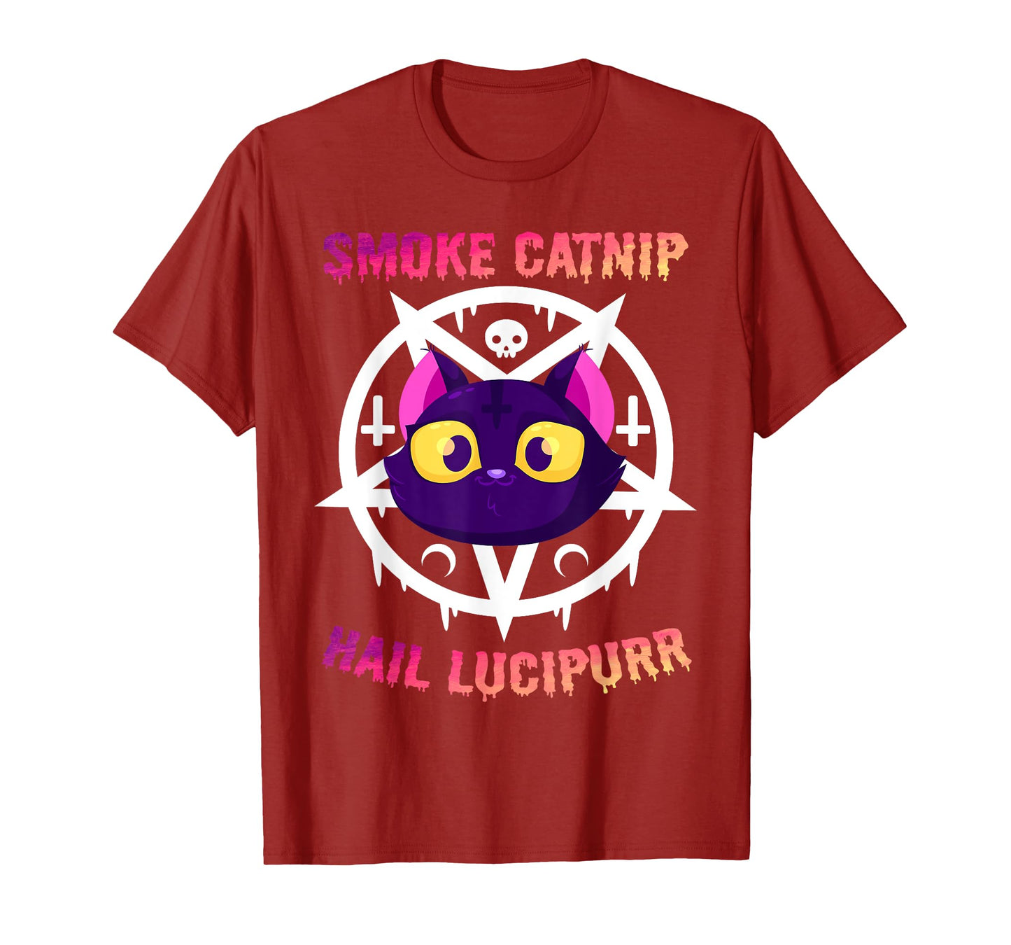 Smoke Catnip Hail Lucipurr, Funny Satanic Cat KittyCorn Meme T-Shirt for Men Women