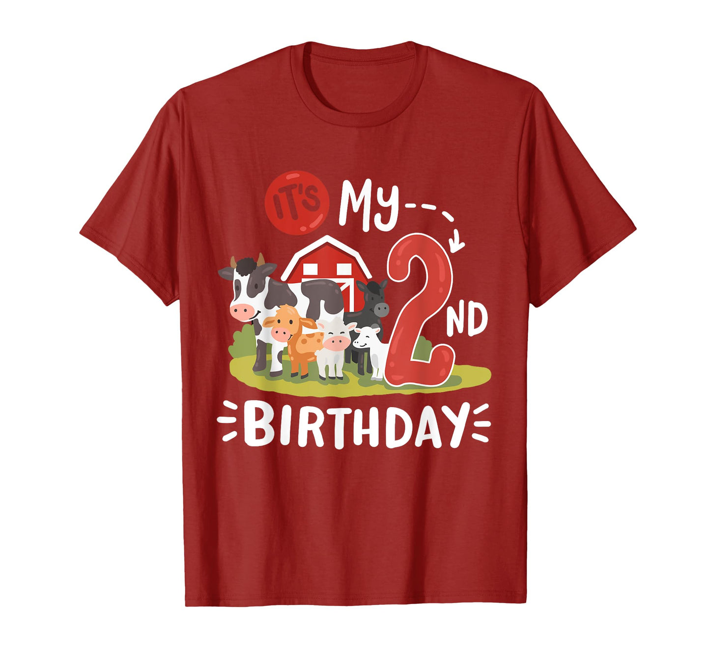 Farm Animals Its My 2nd Birthday Bday Party 2 Years Old Kids T-Shirt