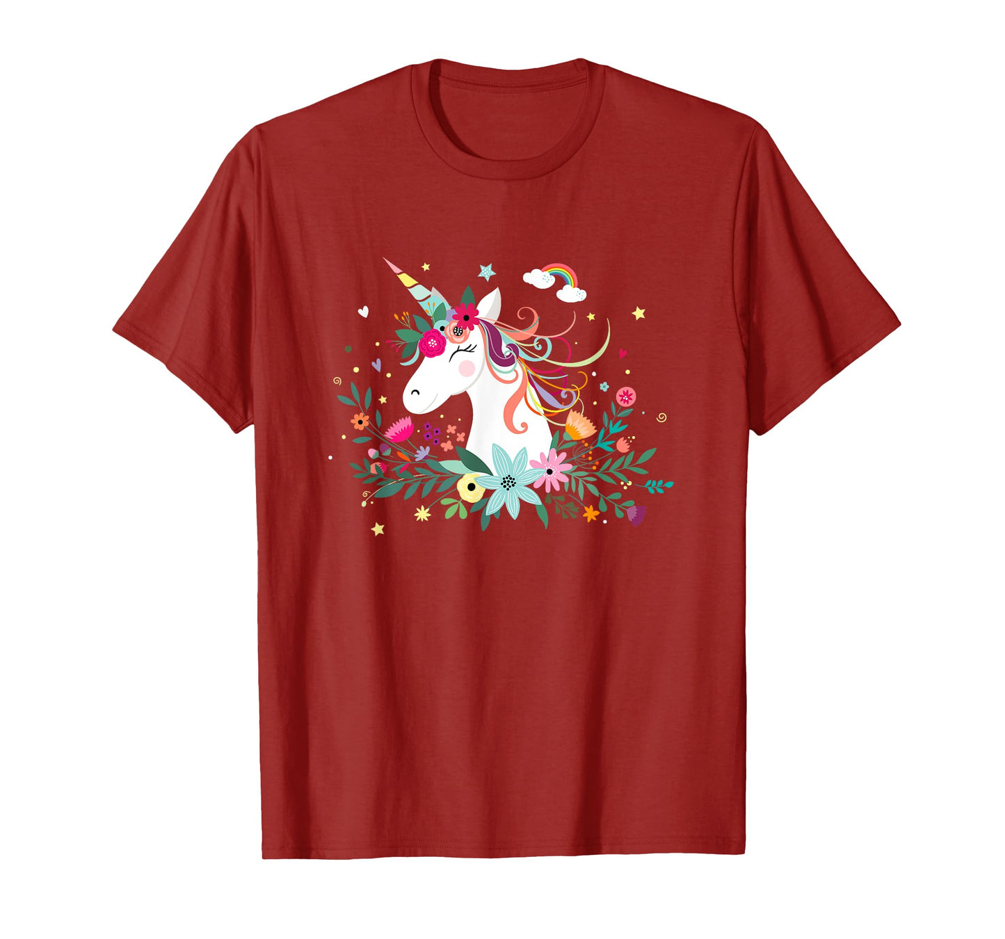 Funny Unicorn Dreams, Cute Kawaii Blinking Unicorn Flowers T-Shirt