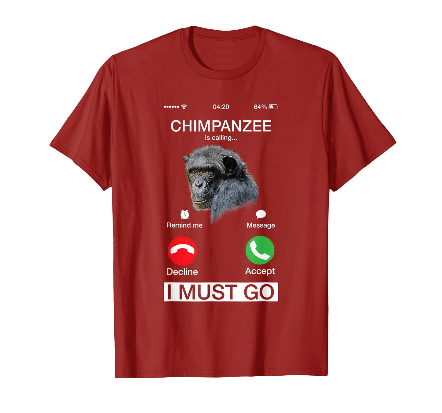 Chimpanzee Is Calling Art Monkey Chimp Ape Animal Novelty T-Shirt
