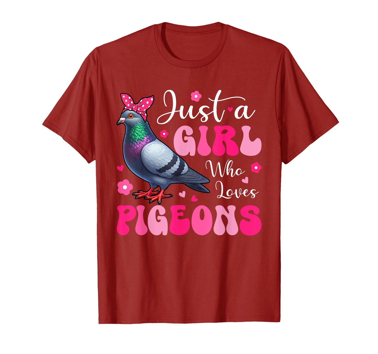 A Girl Loves Pigeons Cute Bird Bow Tie Costume Women Girls T-Shirt