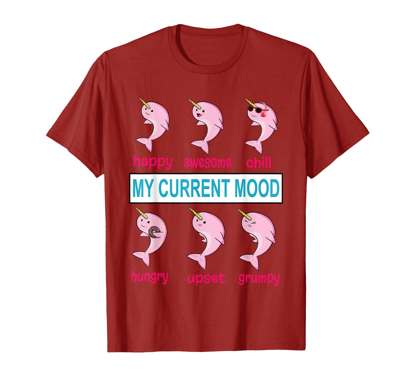 Funny Narwhal Unicorn of the Sea Lover Mood Donut Kawaii T-Shirt