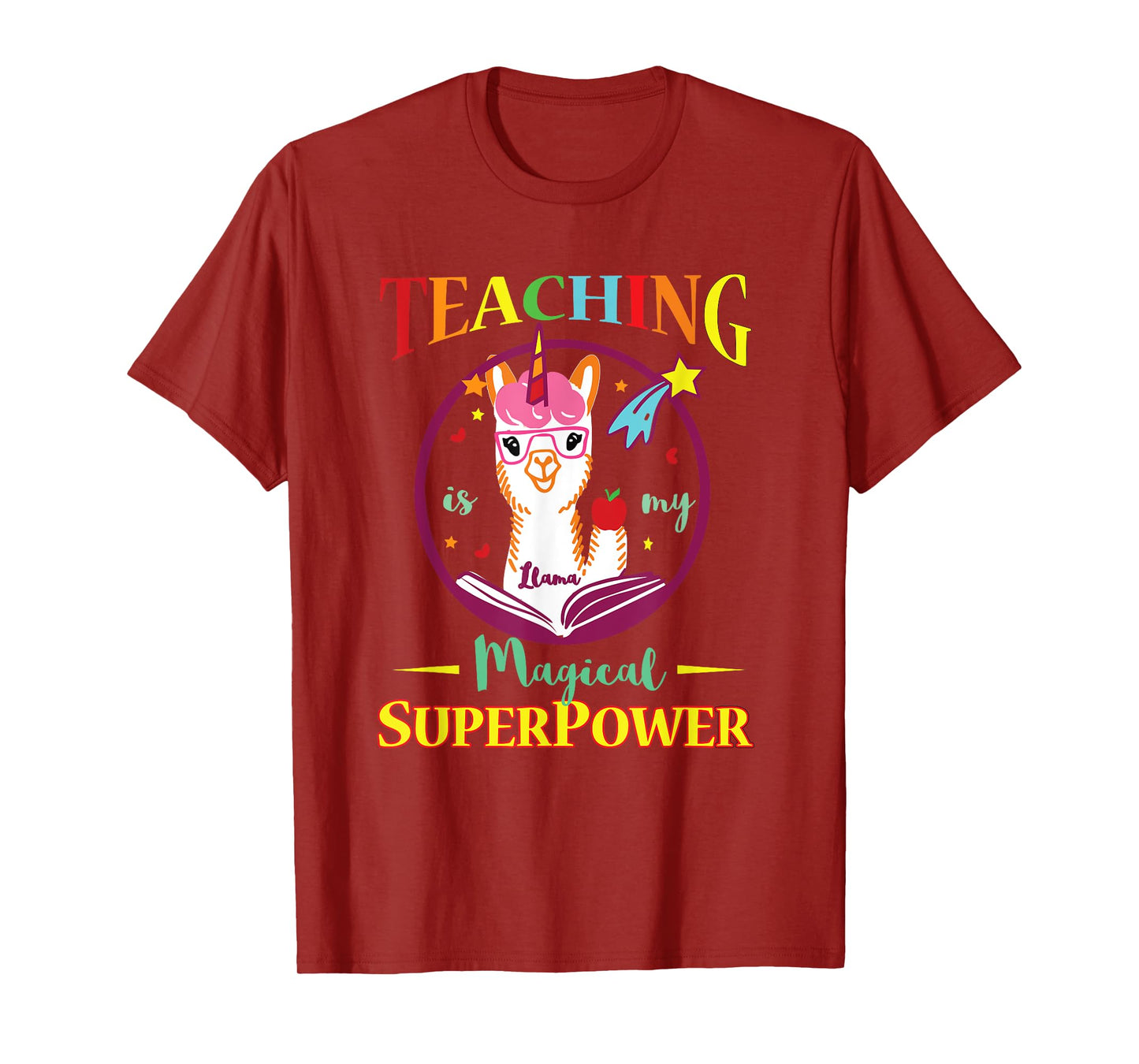 Teaching Is Magical Superpower Llama Teacher Men Women T-Shirt